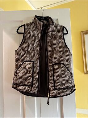 JCrew Quilted Herringbone Sleeveless Vest - Black & White